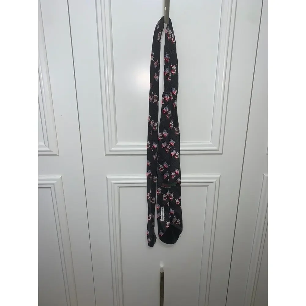 Holiday Traditions Men's Patriotic Santa Claus‎ Silk Necktie Christmas USA Flag